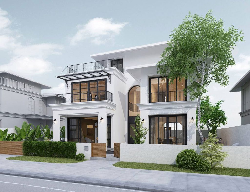 mẫu biệt thự 2 tầng mái bằng đẹp nhất