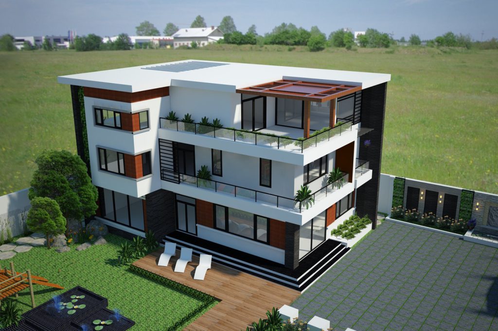 Phong cách kiến trúc nhà biệt thự 2 tầng kết hợp cùng không gian vườn